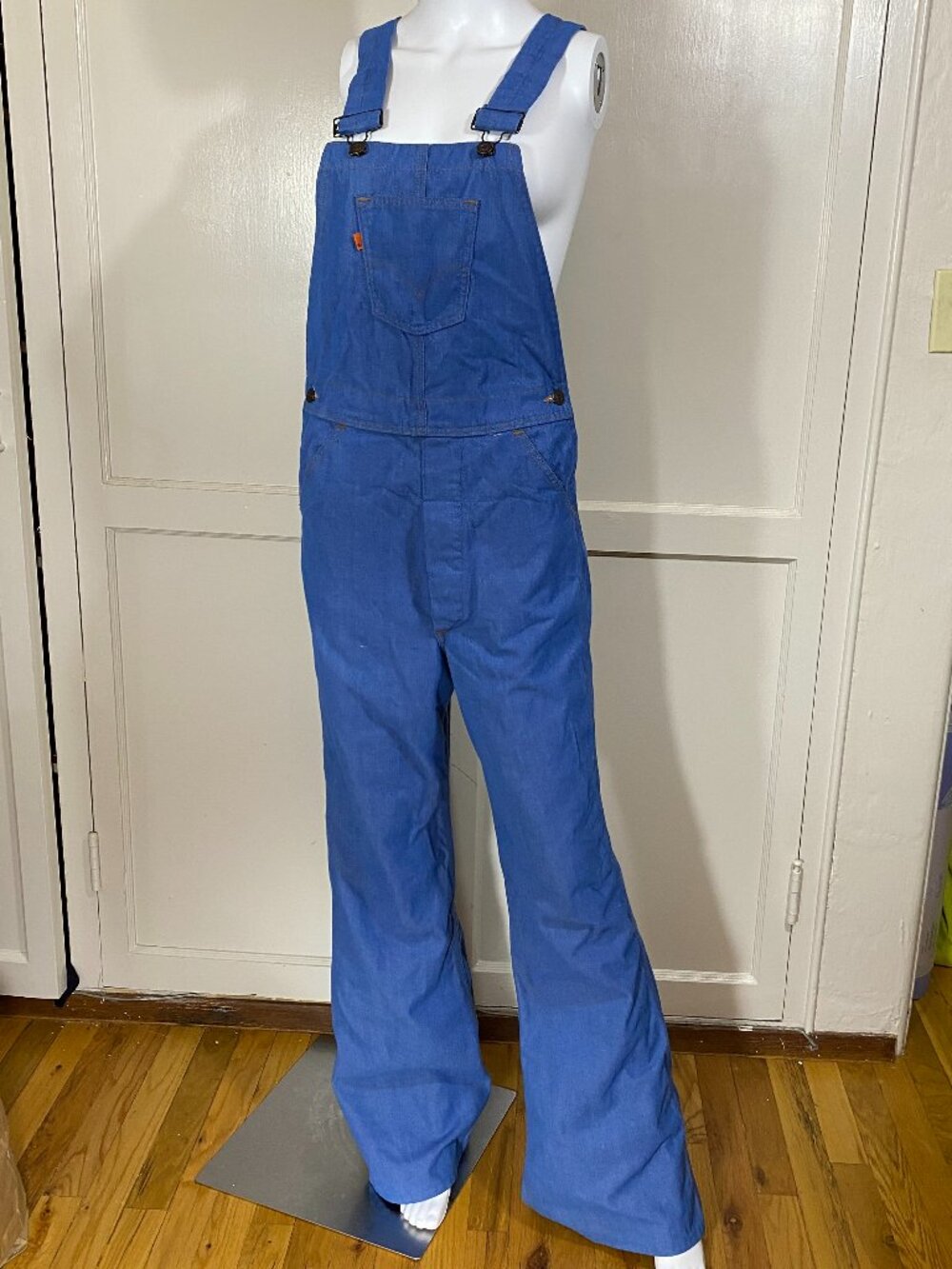 VINTAGE 70s Levis 799 Overalls Double Blank Orange Tab Flare Tags Attached 30x33